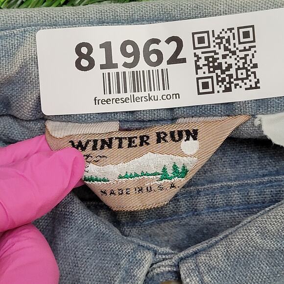 Vintage Winter-Run Button Shirt XL 23x27 Faded Blue Bleached - Picture 8 of 11